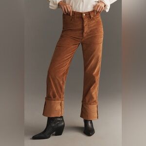 Anthropologie The Scotty Cuffed High-Rise Straight-Leg Jeans by Pilcro: Corduroy